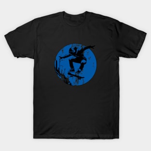 Grunge Urban Skateboarder Graffiti Style - Blue T-Shirt